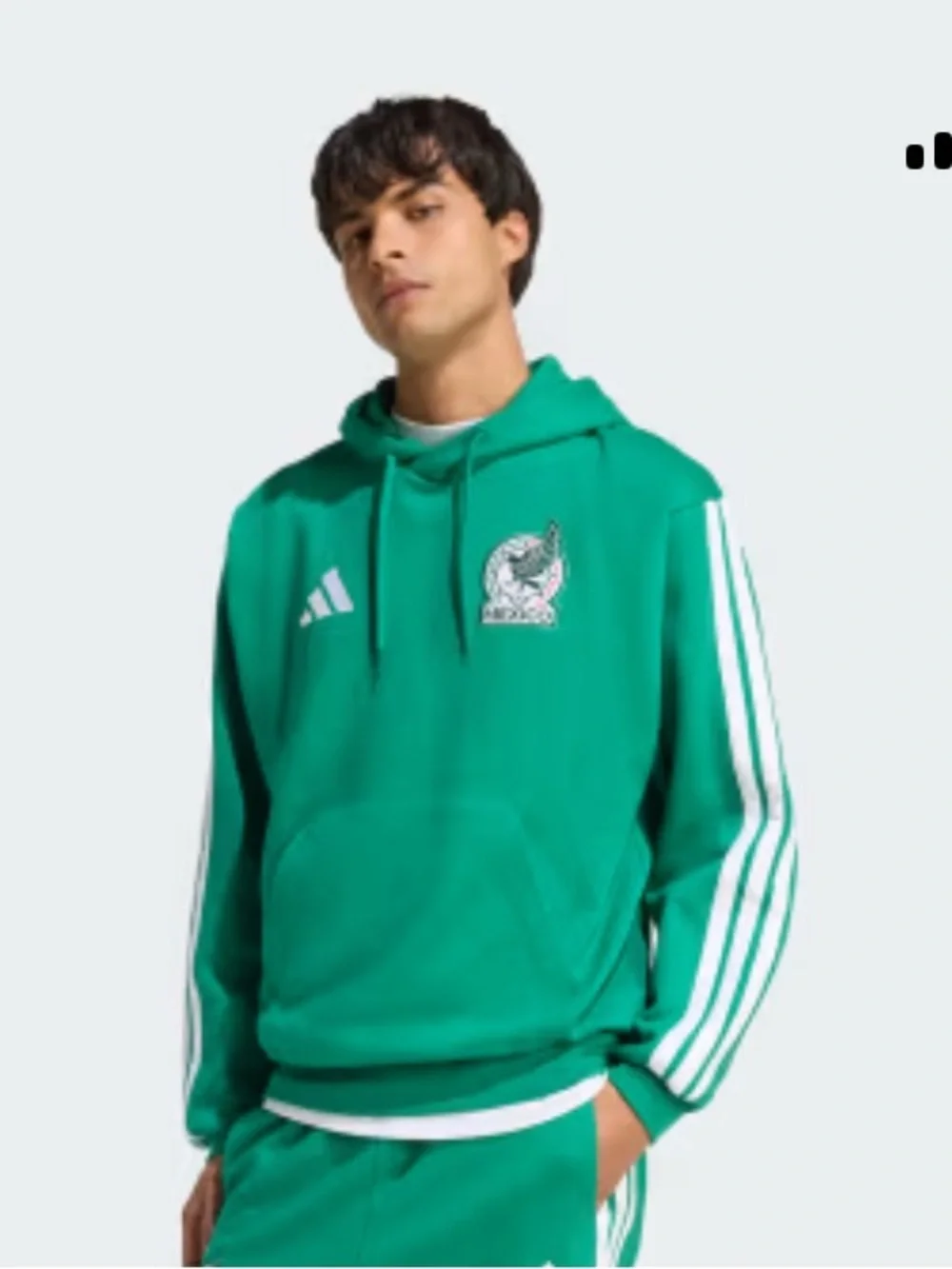 Adidas Mexico World Cup 26 DNA Fleece Hoodie Bold Green JZ6466 Mens Small NWT